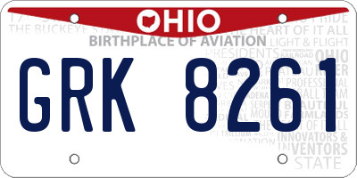 OH license plate GRK8261