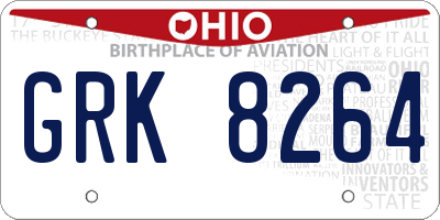 OH license plate GRK8264