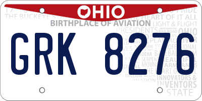 OH license plate GRK8276