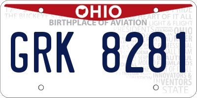 OH license plate GRK8281