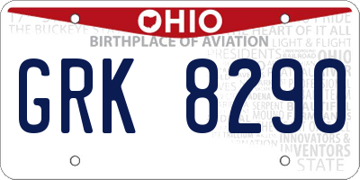 OH license plate GRK8290