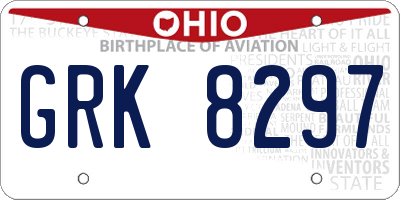 OH license plate GRK8297
