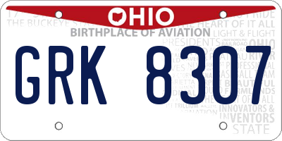 OH license plate GRK8307
