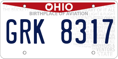 OH license plate GRK8317