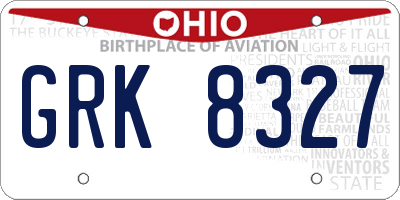 OH license plate GRK8327