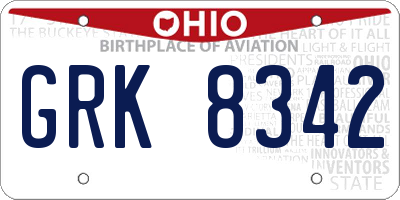 OH license plate GRK8342