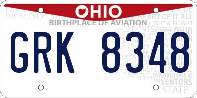 OH license plate GRK8348