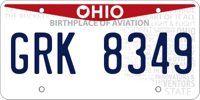 OH license plate GRK8349