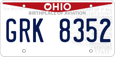 OH license plate GRK8352