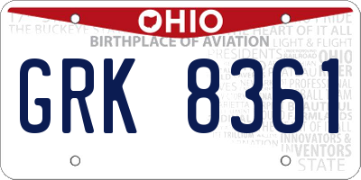 OH license plate GRK8361