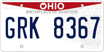 OH license plate GRK8367