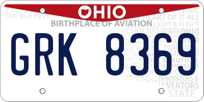 OH license plate GRK8369