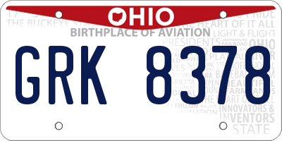 OH license plate GRK8378