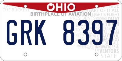 OH license plate GRK8397