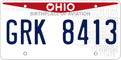 OH license plate GRK8413