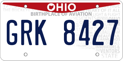 OH license plate GRK8427