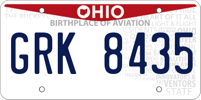 OH license plate GRK8435