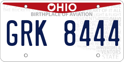 OH license plate GRK8444