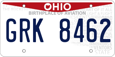 OH license plate GRK8462