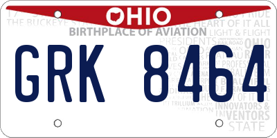OH license plate GRK8464