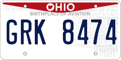 OH license plate GRK8474