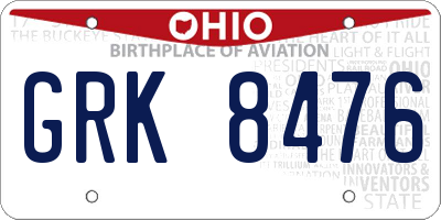 OH license plate GRK8476