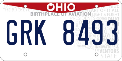 OH license plate GRK8493