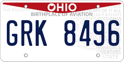OH license plate GRK8496