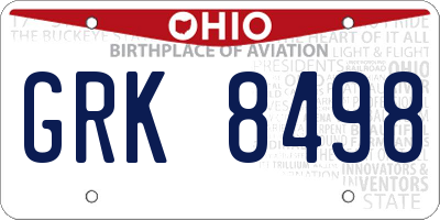 OH license plate GRK8498