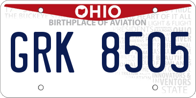 OH license plate GRK8505