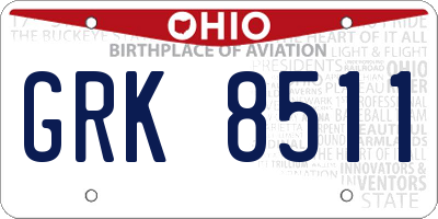 OH license plate GRK8511