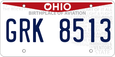 OH license plate GRK8513