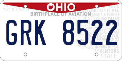 OH license plate GRK8522