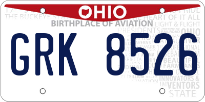 OH license plate GRK8526
