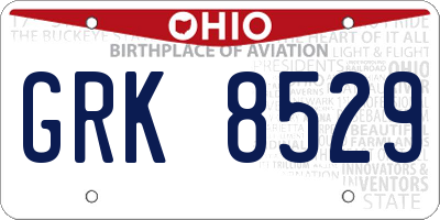 OH license plate GRK8529