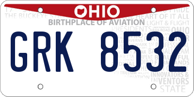 OH license plate GRK8532