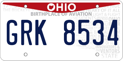 OH license plate GRK8534