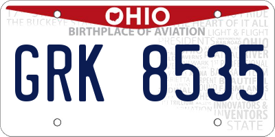 OH license plate GRK8535