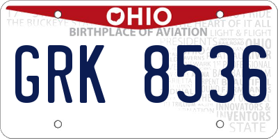 OH license plate GRK8536