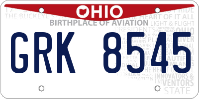 OH license plate GRK8545