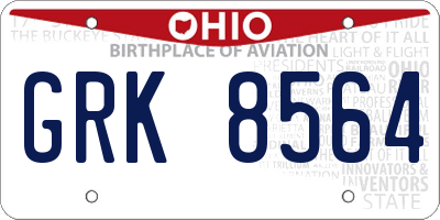 OH license plate GRK8564