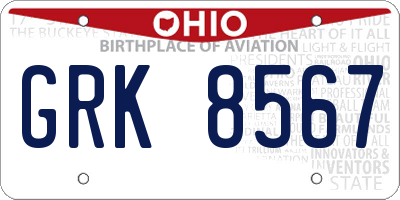 OH license plate GRK8567