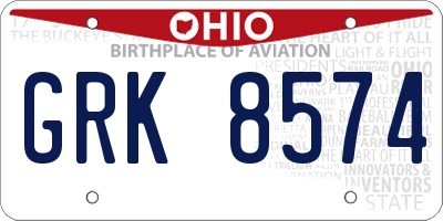 OH license plate GRK8574