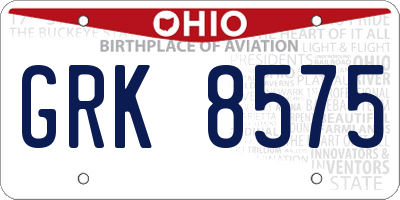 OH license plate GRK8575