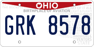 OH license plate GRK8578