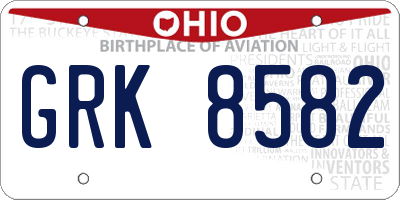 OH license plate GRK8582