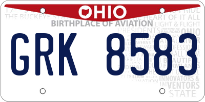 OH license plate GRK8583