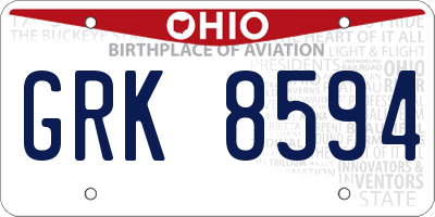 OH license plate GRK8594