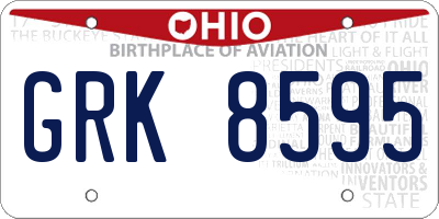 OH license plate GRK8595