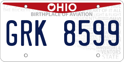 OH license plate GRK8599